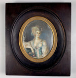 Antique French c.1700s Portrait Miniature, Beautiful Woman, Naughty Gown, Era of Marie-Antoinette