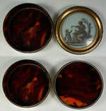 Antique French Bonboniere or Snuff Box, c.1770-1800, Tortoise Shell and Ivory, Miniature Portrait Painting