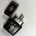 Antique French c.1800 Scent Flask, Bottle in Etui of Tortoise Shell & Sterling Silver Pique