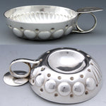 Elegant Antique French Sterling Silver “Tastevin" or Wine Tasting Cup, Shaped Bowl, Finger Ring