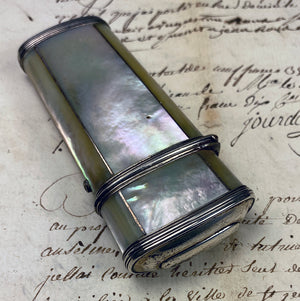 RARE Antique French c.1700s Georgian Era Silver and Mother of Pearl Necessaire, Etui
