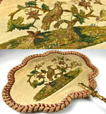 Superb Antique c.1820s French Face Screen Silk Chenille Embroidery on Silk, Passementerie