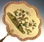 Superb Antique c.1820s French Face Screen Silk Chenille Embroidery on Silk, Passementerie