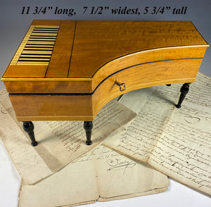 Antique French Palais Royal Sewing Chest, 11 3/4" Long Piano, Harpsichord, Clavichord, Mother of Pearl, Sterling Silver c.1810