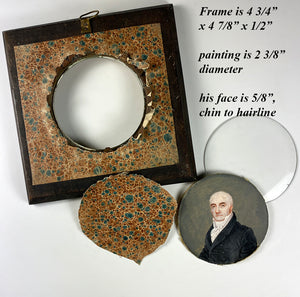 Fine Antique French Portrait Miniature, Gentleman c. 1780-1800 Nobelman in Frame