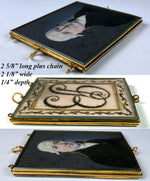 RARE c. 1700s French Portrait Miniature, 18k Gold Frame, Pendant, Hair Art Mourning, Artist Signed