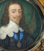 V RARE c.1648 Portrait Miniature, British King Charles I, Plus Testimonial To Prevent his Death
