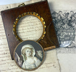 Antique French Portrait Miniature, Naughty, de Mailly, Mistress to French King Louis XIV