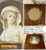 Antique French Portrait Miniature, Naughty, de Mailly, Mistress to French King Louis XIV