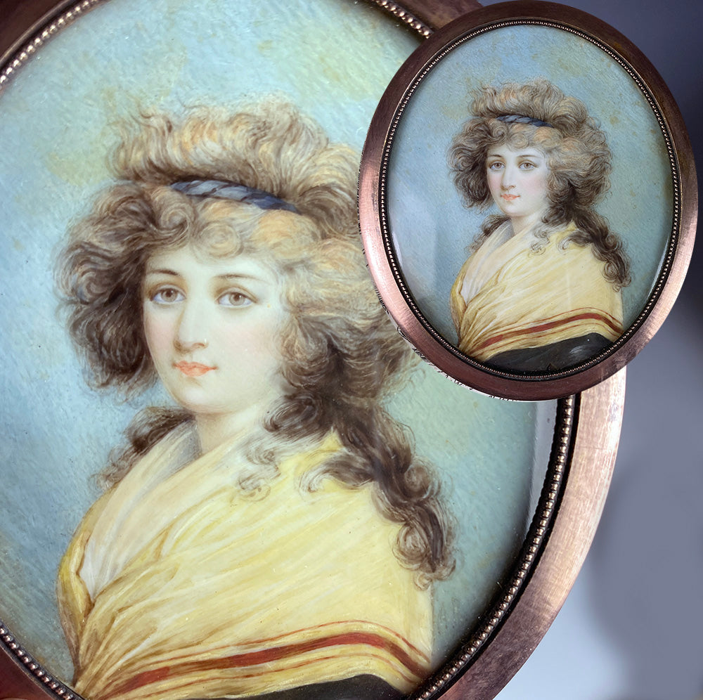 Superb Antique French or Possibly English Portrait Miniature, 18th Century, Georgian Beauty