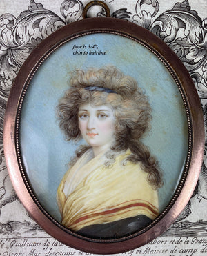 Superb Antique French or Possibly English Portrait Miniature, 18th Century, Georgian Beauty