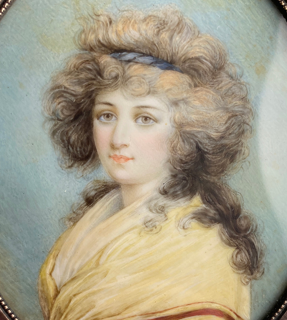 Superb Antique French or Possibly English Portrait Miniature, 18th Century, Georgian Beauty