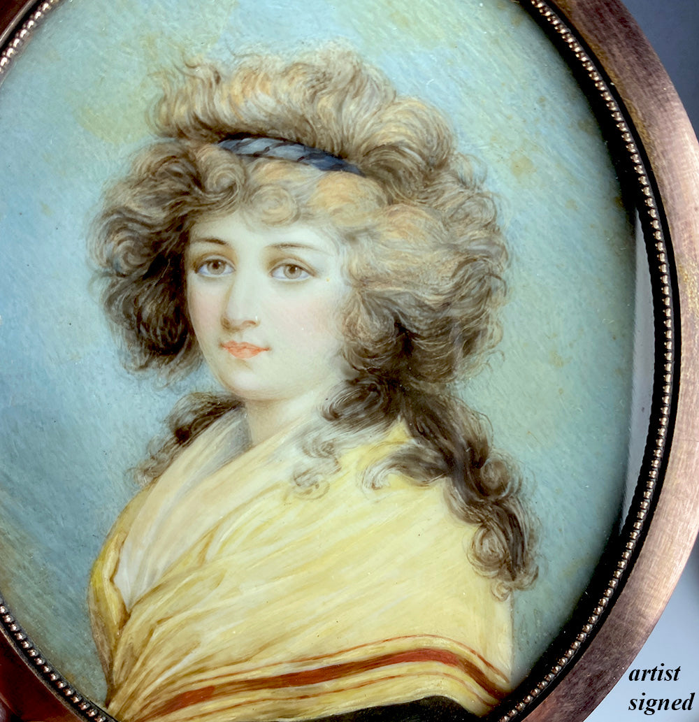 Superb Antique French or Possibly English Portrait Miniature, 18th Century, Georgian Beauty