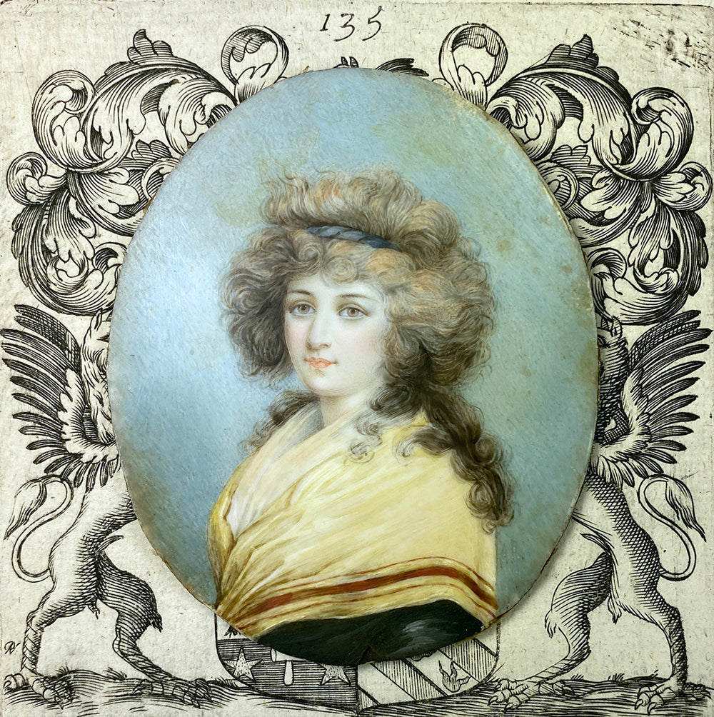 Superb Antique French or Possibly English Portrait Miniature, 18th Century, Georgian Beauty