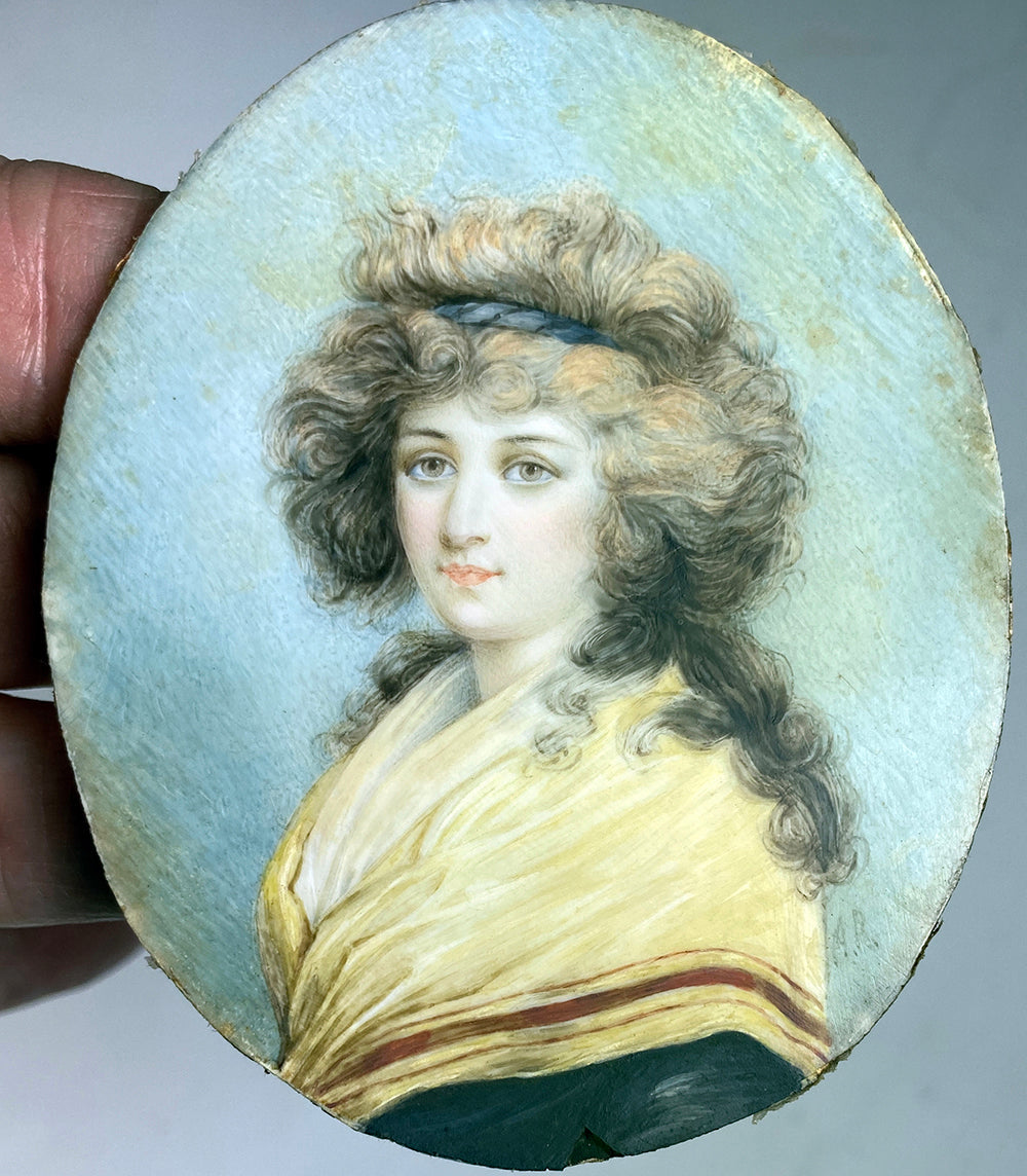 Superb Antique French or Possibly English Portrait Miniature, 18th Century, Georgian Beauty