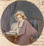 Antique French "Naughty" Portrait Miniature, Redhead Beauty Interior Composition, c.1790-1800