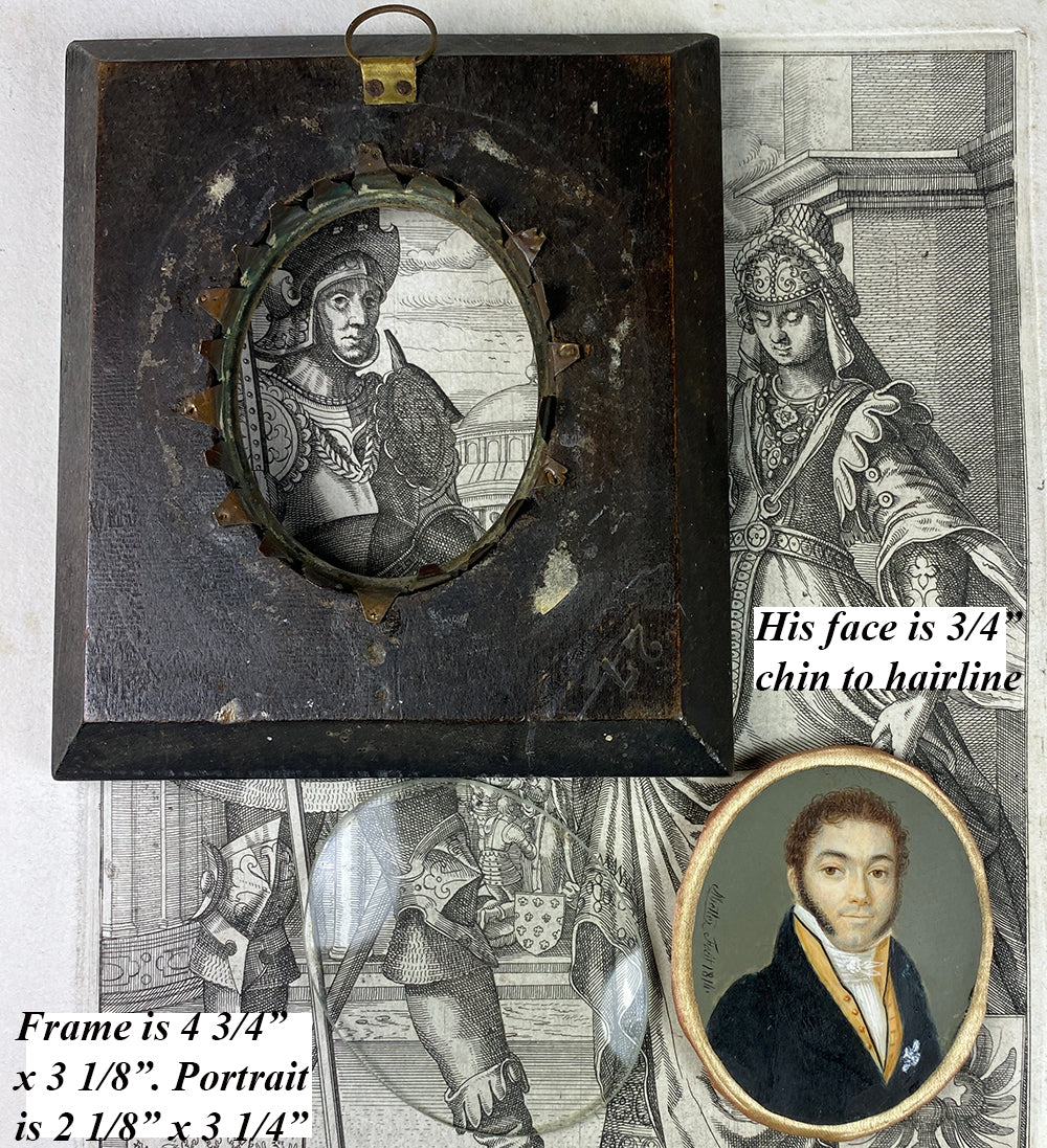 Antique French Empire Napoleon Era c.1814 Portrait Miniature, Signed by Artist, Mottez Fecit