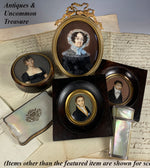 Antique French Empire Napoleon Era c.1814 Portrait Miniature, Signed by Artist, Mottez Fecit