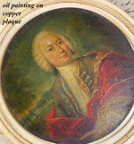 Antique c. 1700s Oil Painting Portrait Miniature on Metal, on Large Ivory Table Snuff Box, Louis XV