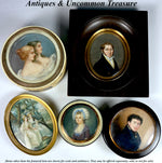 Superb Rare c.1750s French Portrait Miniature, Young Beauty in 18k, Carved Ivory Snuff Box