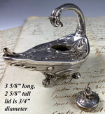 Fine Antique Sterling Silver Aladdin's Style Oil Lamp Form Cigar Lighter with Wick, Griffen