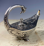 Fine Antique Sterling Silver Aladdin's Style Oil Lamp Form Cigar Lighter with Wick, Griffen