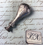 Elegant Antique French .800/1000 Silver Wax Seal, Sceau, Monogram H N, Boar's Head Mark