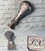 Elegant Antique French .800/1000 Silver Wax Seal, Sceau, Monogram H N, Boar's Head Mark