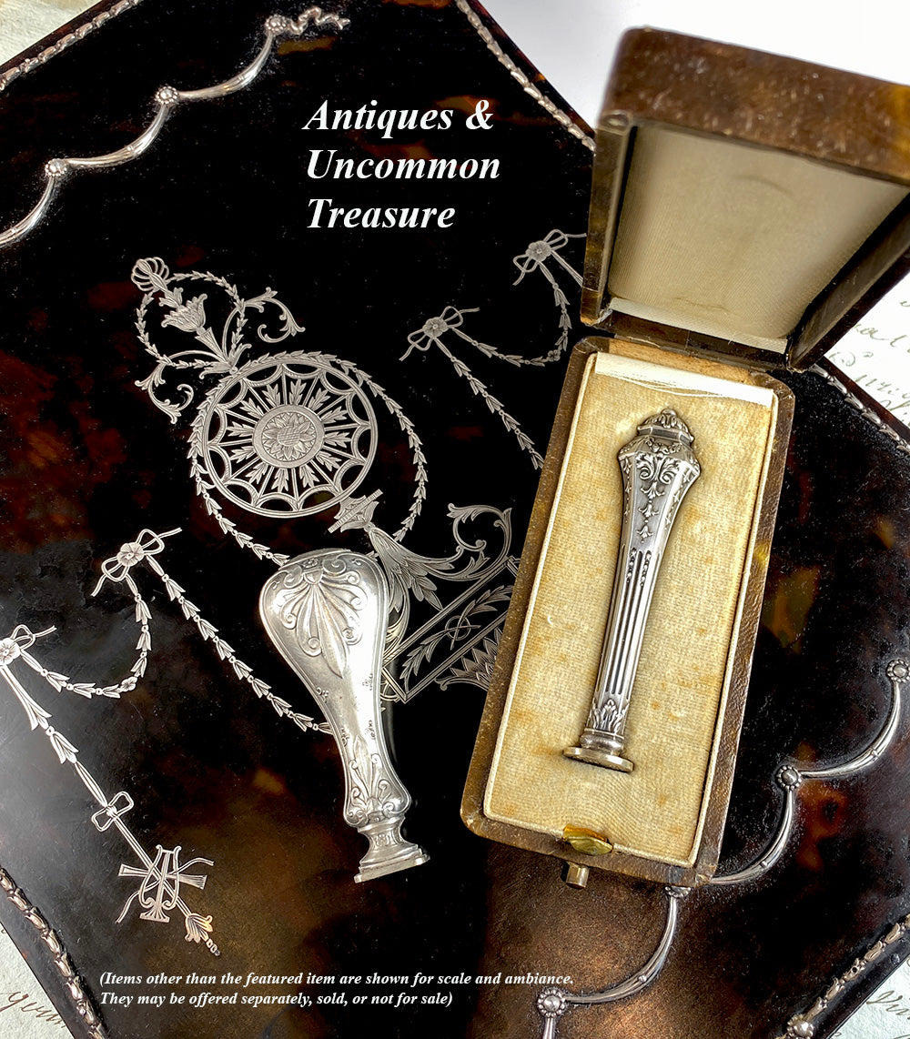 Elegant Antique French .800/1000 Silver Wax Seal, Sceau, Monogram H N, Boar's Head Mark