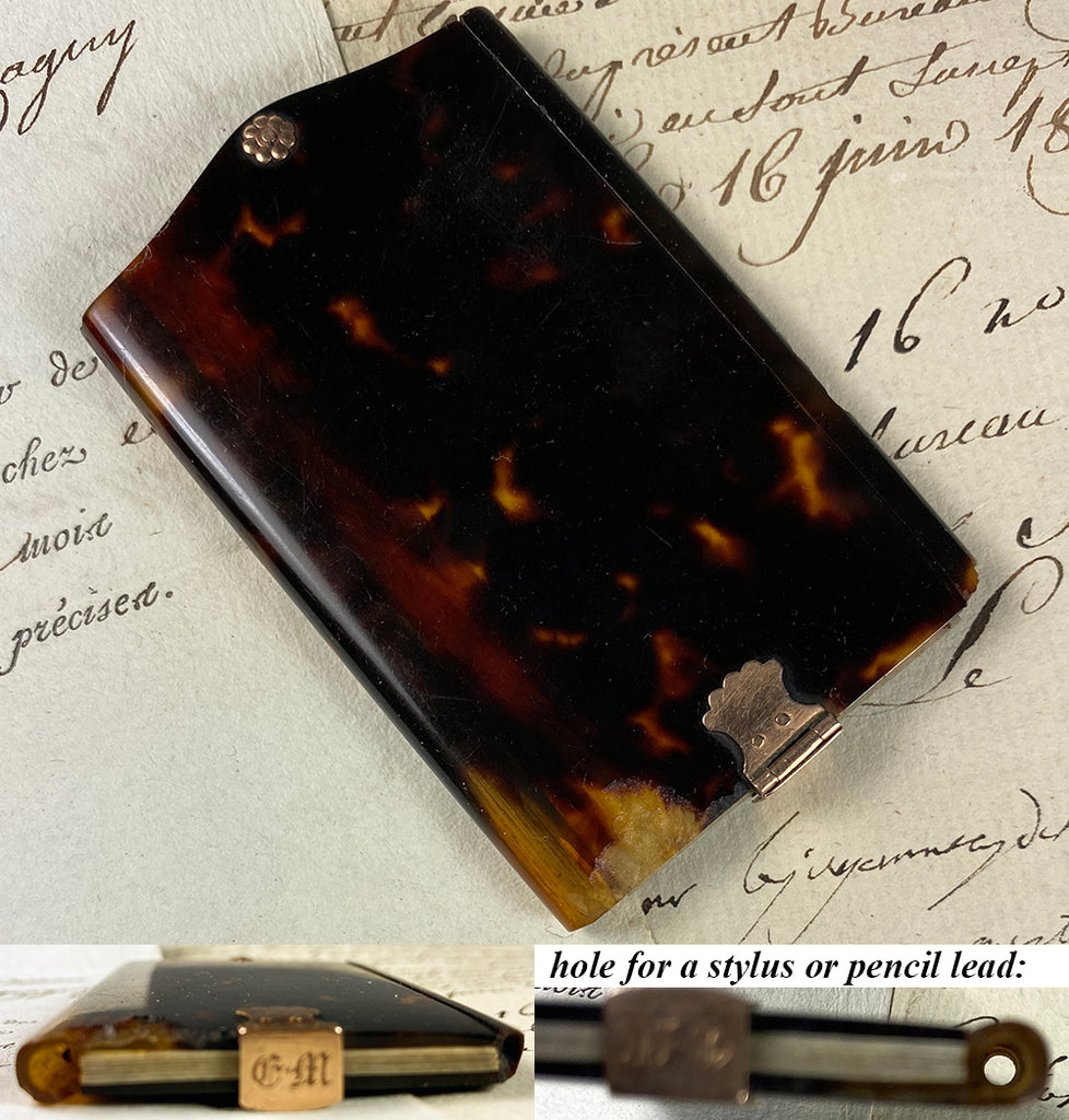 Antique Victorian Era Tortoise Shell Necessaire, Aide Memoire, Diary