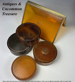 Rare Antique c.1700s French Snuff or Patch Box, 18k Gold Pique Stars Worked Blond Tortoise Shell