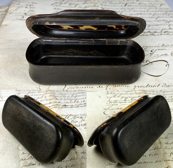 Tortoise Shell Snuff Box Fine Antique French Victorian Era Mottled Tortoise Shell and Horn Snuf ...