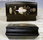 Antique French Pique Silver, Mother of Pearl and Tortoise Shell or Horn 3 1/4" Snuff Box