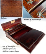 Rare Antique French 13.5" Cabinet Writer's Slope, Chest, Inkwell TAHAN Signature Plate