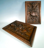 Antique French Hand Carved Wood Plaques, Signed by Artist "DAUDE", Art & Music Themes