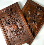 Antique French Hand Carved Wood Plaques, Signed by Artist "DAUDE", Art & Music Themes