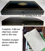 Fine Antique French Napoleon III (1840-70) Gaming or Game Box with Cards and Gambling Chips