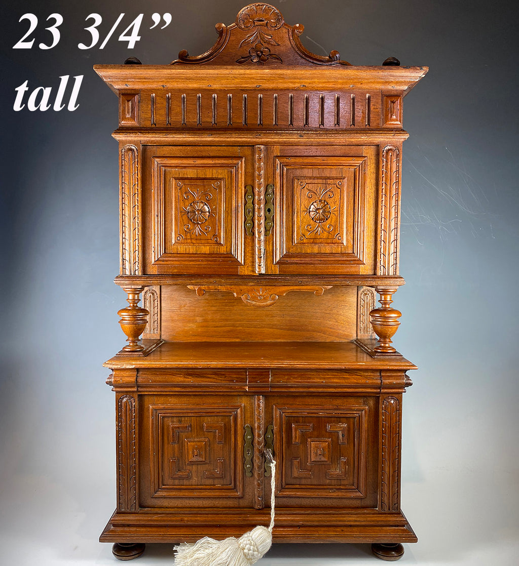 Stunning 19th c. French Miniature Furniture, Hutch or Side Bar by Apprentice to Ebeniste, 23 3/4"