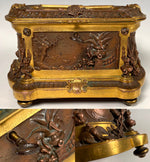 Antique Bronze Jewelry Casket, Box, Nature Sculpture Signed by French Animalier Léopold OUDRY