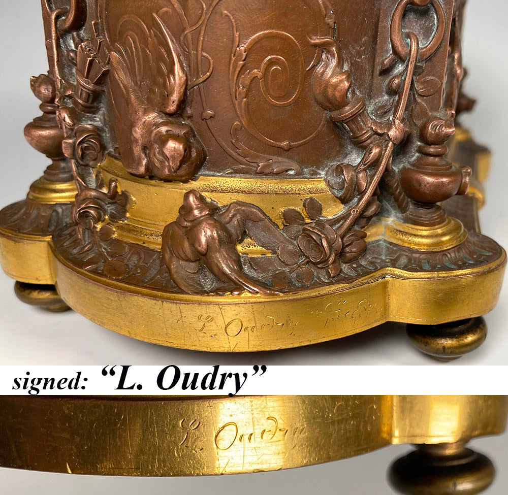 Antique Bronze Jewelry Casket, Box, Nature Sculpture Signed by French Animalier Léopold OUDRY