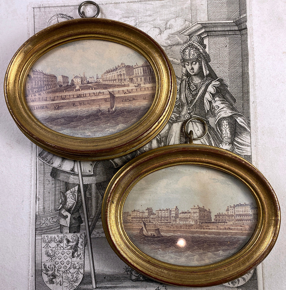 Antique French Intaglio Prints, Hand Colored and Framed as Miniatures for a Doll House?