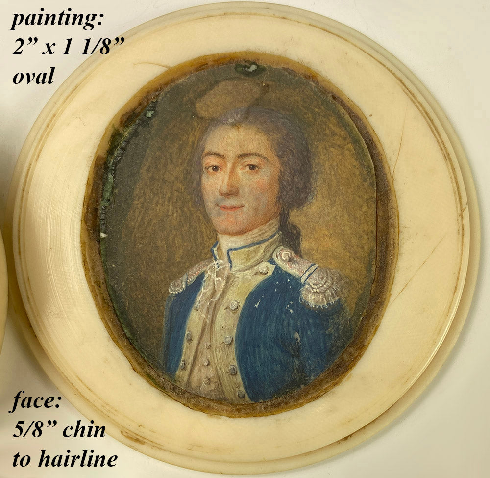 RARE 18th Century French Revolution Military Snuff or Patch Box, Portrait Miniature