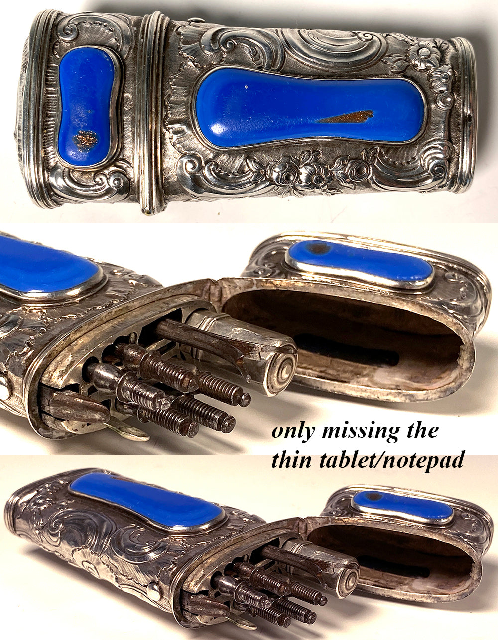 RARE 18th Century Antique French Vest Necessaire, Etui Blue Aventurine Complete with Original Tools