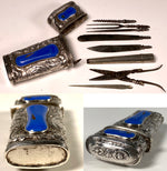 RARE 18th Century Antique French Vest Necessaire, Etui Blue Aventurine Complete with Original Tools