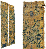 Pair Antique 17th Century French or Flemish Figural 89" x 15" Tapestry Panels for Wall or Pillows