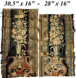 Pair Large Fine Antique Flemish Verdure Tapestry Panels, Frame or Make into Throw Pillows (2)