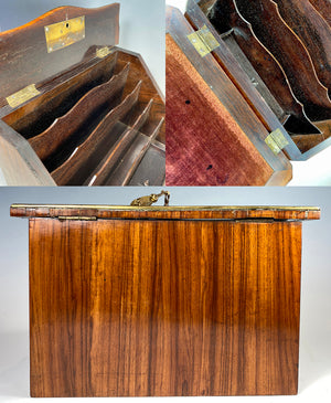 Antique French Napoleon III Era Kingwood Marquetry Writer's Chest,Cabinet, Slope, Inkwells