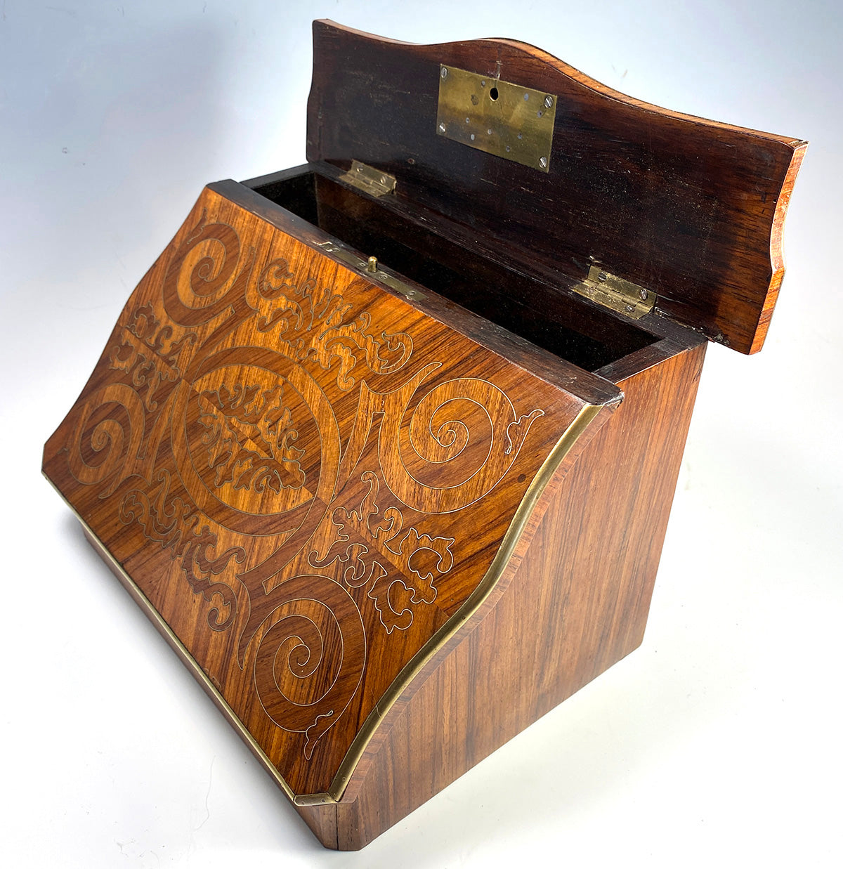 Antique French Napoleon III Era Kingwood Marquetry Writer's Chest,Cabinet, Slope, Inkwells