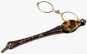 Antique French Tortoise Shell & 18k Gold Lorgnette c. 1820- 50, Complete