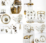 Fine 19th Century French Carafon and Tumbler, Daum Crystal, Raised Gold Enamel